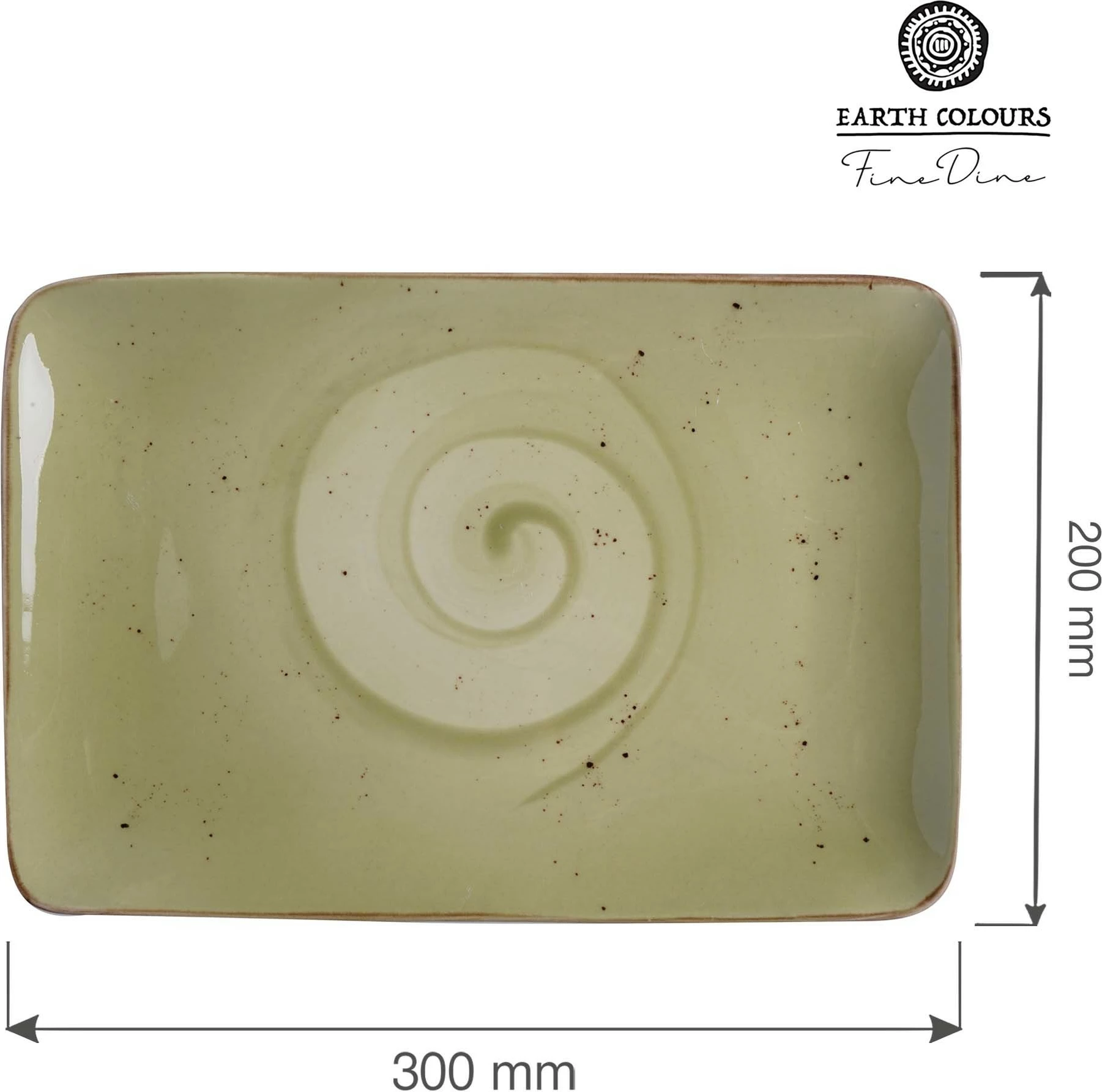 Pjatë drejtkëndore Fine Dine 300x200 mm porcelan, jeshile ulliri, set 6 copë