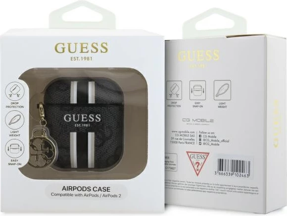 Mbështjellës Guess GUA2P4RPSK për AirPods 1/2, me varëse, i zi