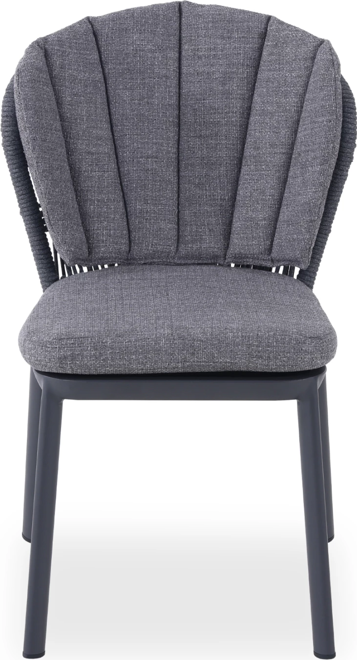 Karrige ngrënieje GOFFEN, alumin, jastëkë, litar, ngjyrë qymyr, 57x61.5x82cm