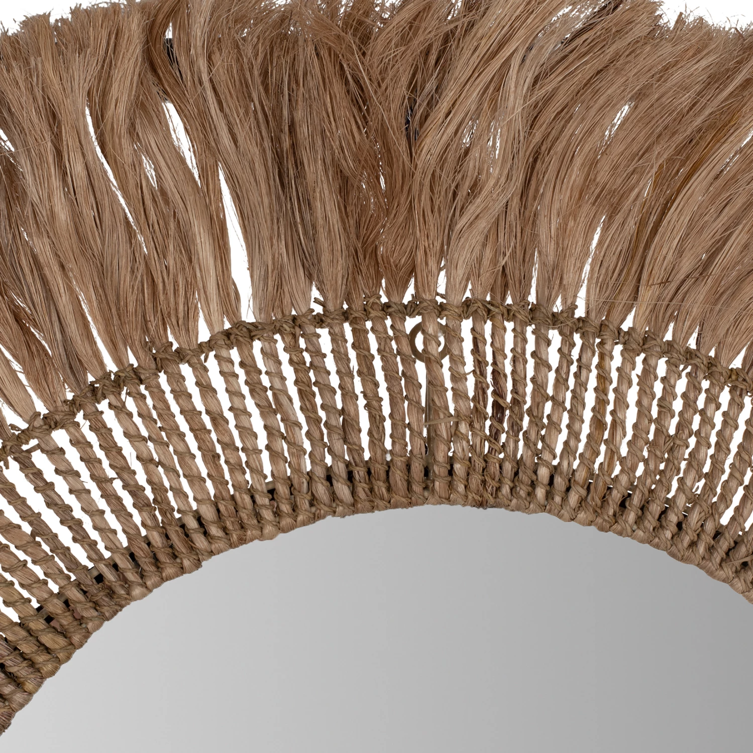 Pasqyrë e rrumbullakët me kornizë prej fibrash abaca, ngjyrë natyrale, 90x4x90 cm, FH7736