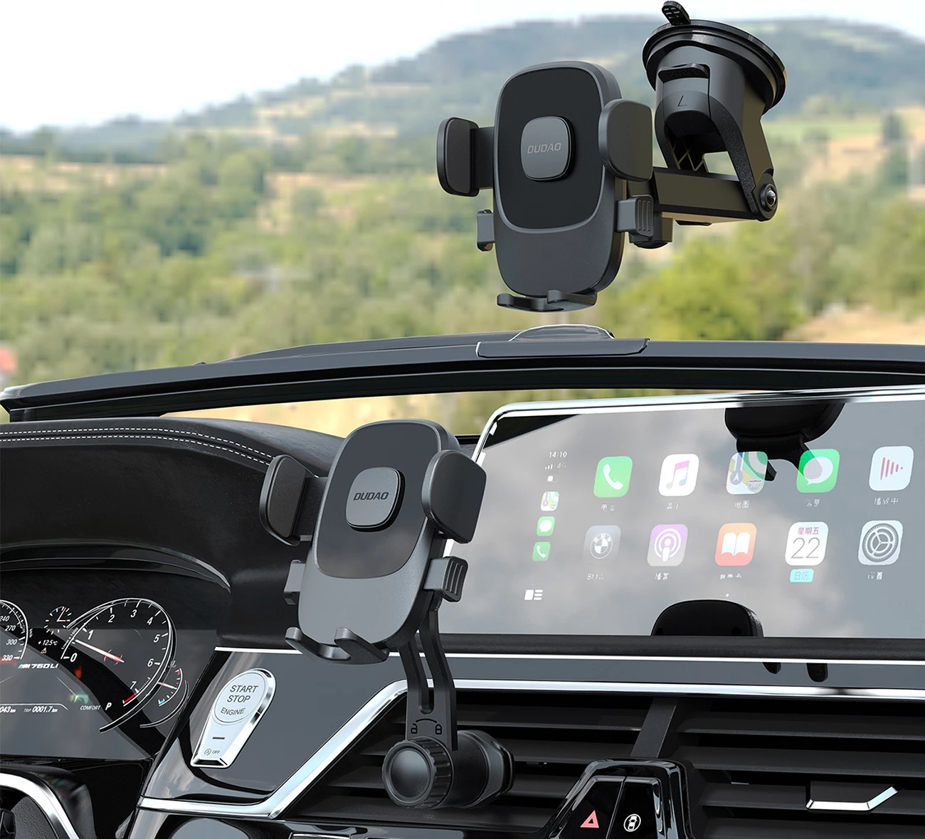 Mbajtës celulari Dudao F2N për ventilator ajri, 360°, i zi