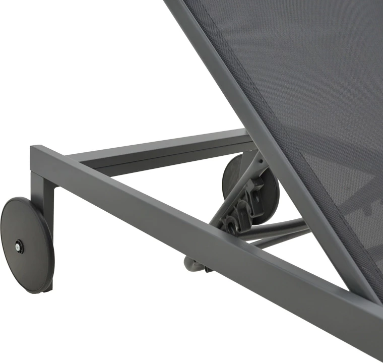 Shezlong Mailo, alumin i zi, tekstilene e zezë, 71x206x30cm