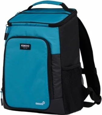 çantë ftohëse shpine IGLOO Soft Latitude 24, kapacitet 24 kanaçe, MaxCold izolim, REPREVE fibër e ricikluar, blu/zezë