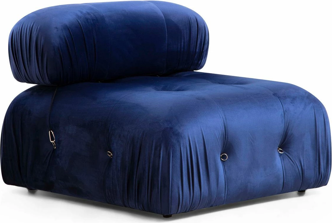 Këndore Atelier del Sofa, kadife blu, Bubble, L1-O1-1R-PUF