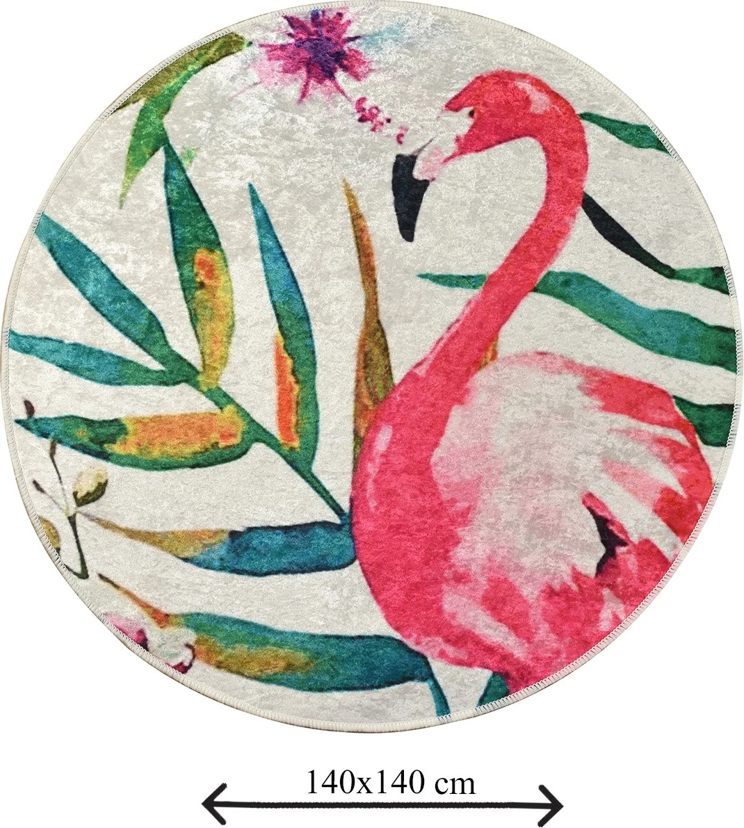 Tapet për banjo, model flamingo, shumëngjyrësh, 140 cm