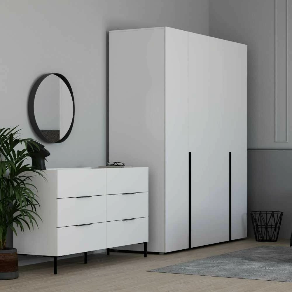 Komodë Hanah Home, Sfn-1760-Dd-1, e bardhë, 140x81x44cm