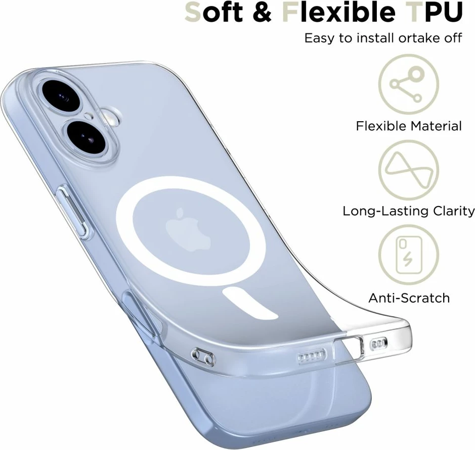Mbështjellës Tech-Protect FlexAir MagSafe për iPhone 17, transparent, 1 copë