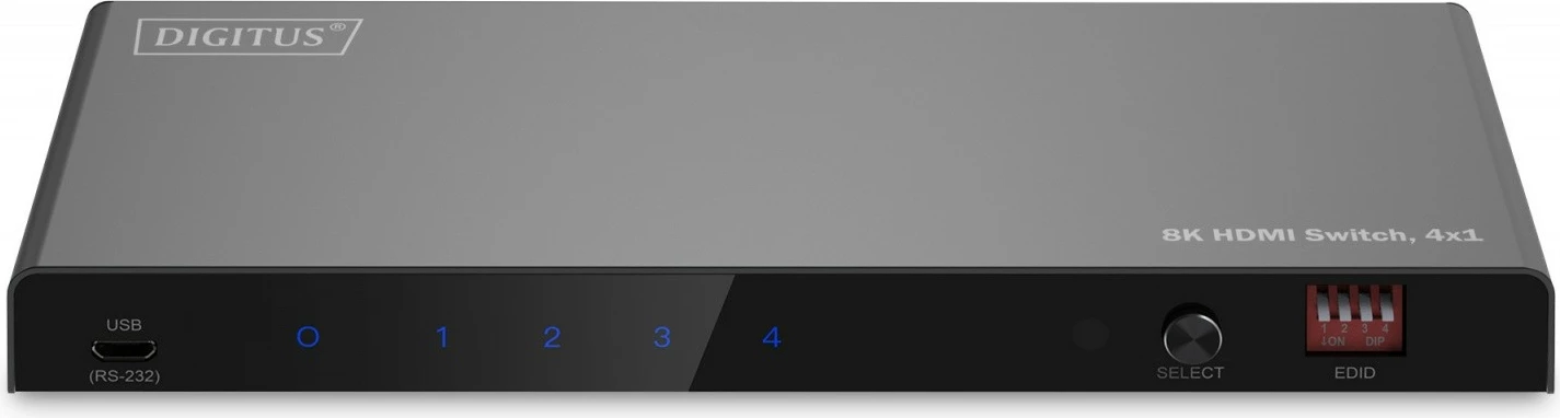 Switch HDMI Digitus DS-55335, 4x1, 8K/60Hz, me telekomandë, i zi
