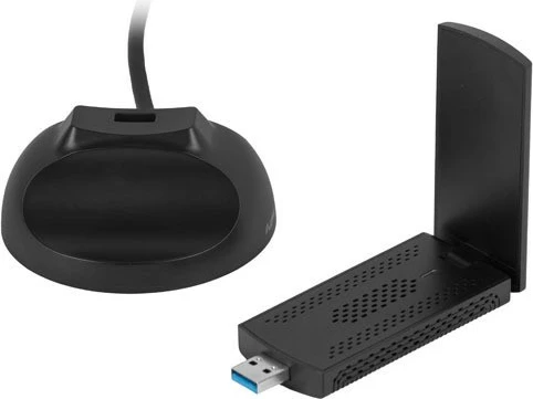 Adapter WiFi Lanberg NC-3000-WI, USB 3.0, AX3000, tri-bend, 2 antena të brendshme, i zi