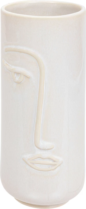 Vazo Facebo qeramike, ngjyrë bardhë-bezhë, D11x25cm