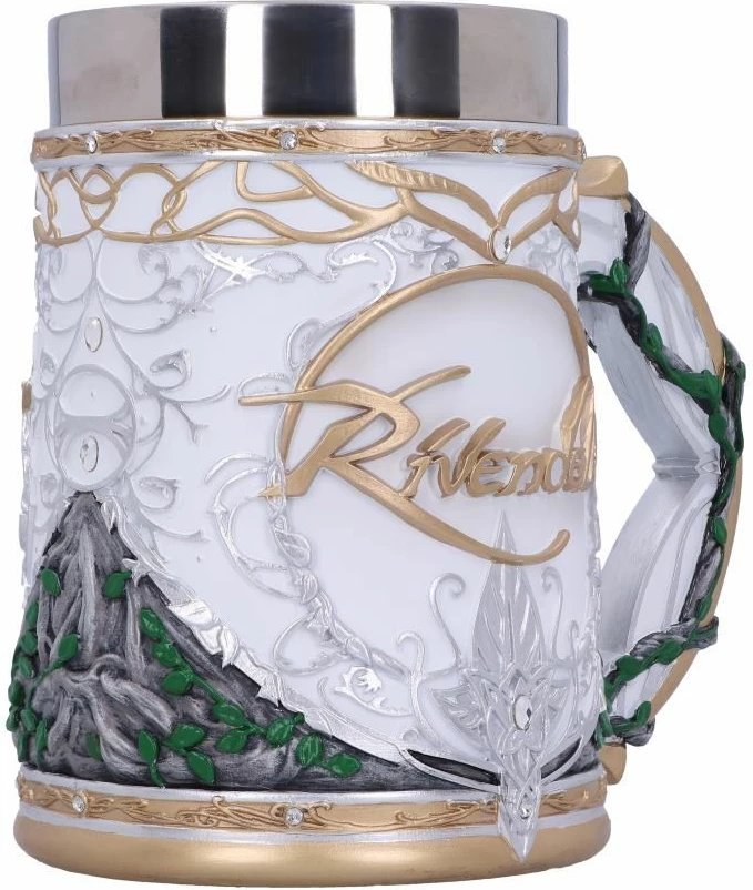 Mug NEMESIS NOW Rivendell (Lord of the Rings), resin e pikturuar me dorë, bardhë/ari/jeshile