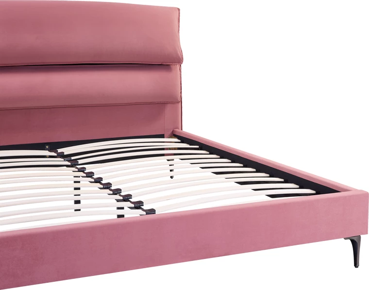 Krevat dopio Aryna kadife ngjyrë rozë 160x200cm