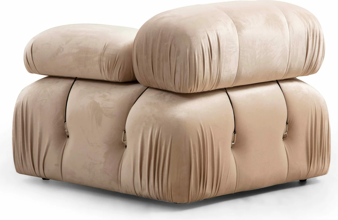 Divan treshe Atelier del Sofa, Bubble 3 vendësh, kadife, krem