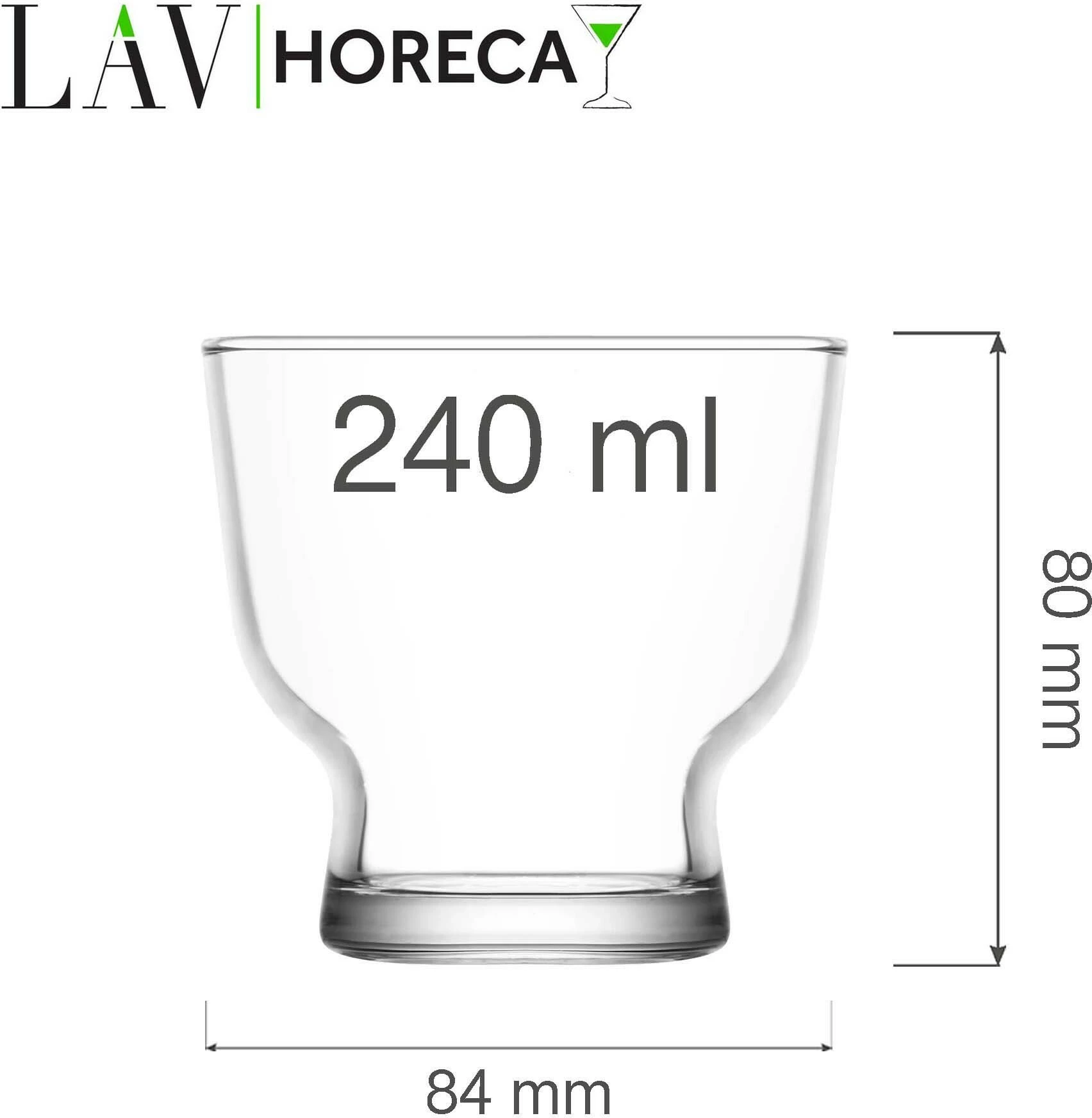 Kupë akulloreje dhe ëmbëlsirash LAV Palermo 240 ml, transparente, set 12 copë