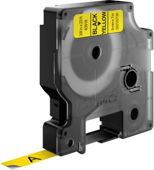 Shirit etiketimi Dymo D1 40918 9 mm x 7 m, tekst i zi në të verdhë (S0720730)