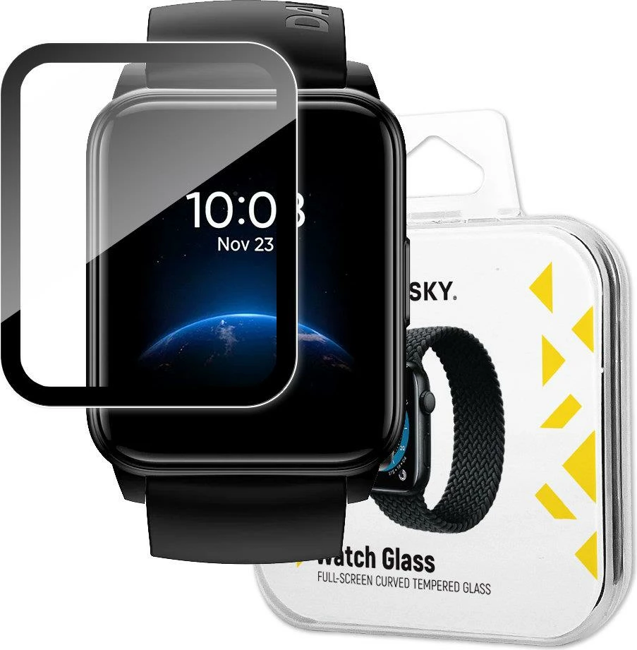 Xham mbrojtës për orë Wozinsky Watch Glass për Realme Watch 2, zi