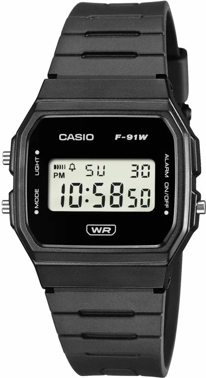 Orë dore unisex CASIO F-91WB-1AVEF, e zezë, me kuti