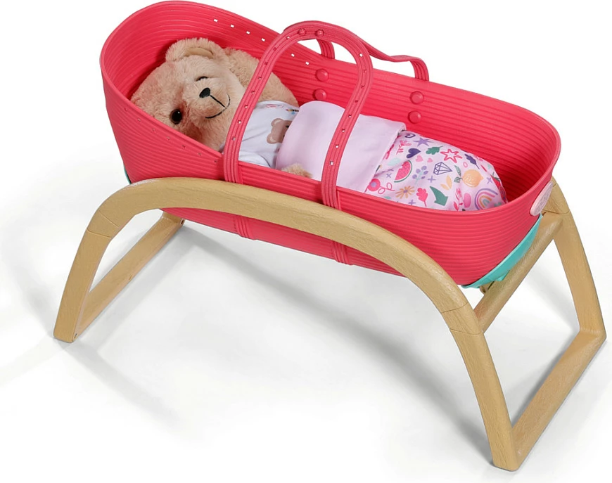 Krevat për kukulla Zapf Creation BABY born Pinplay Bassinet 3 në 1, me lëkundje, shumëngjyrësh