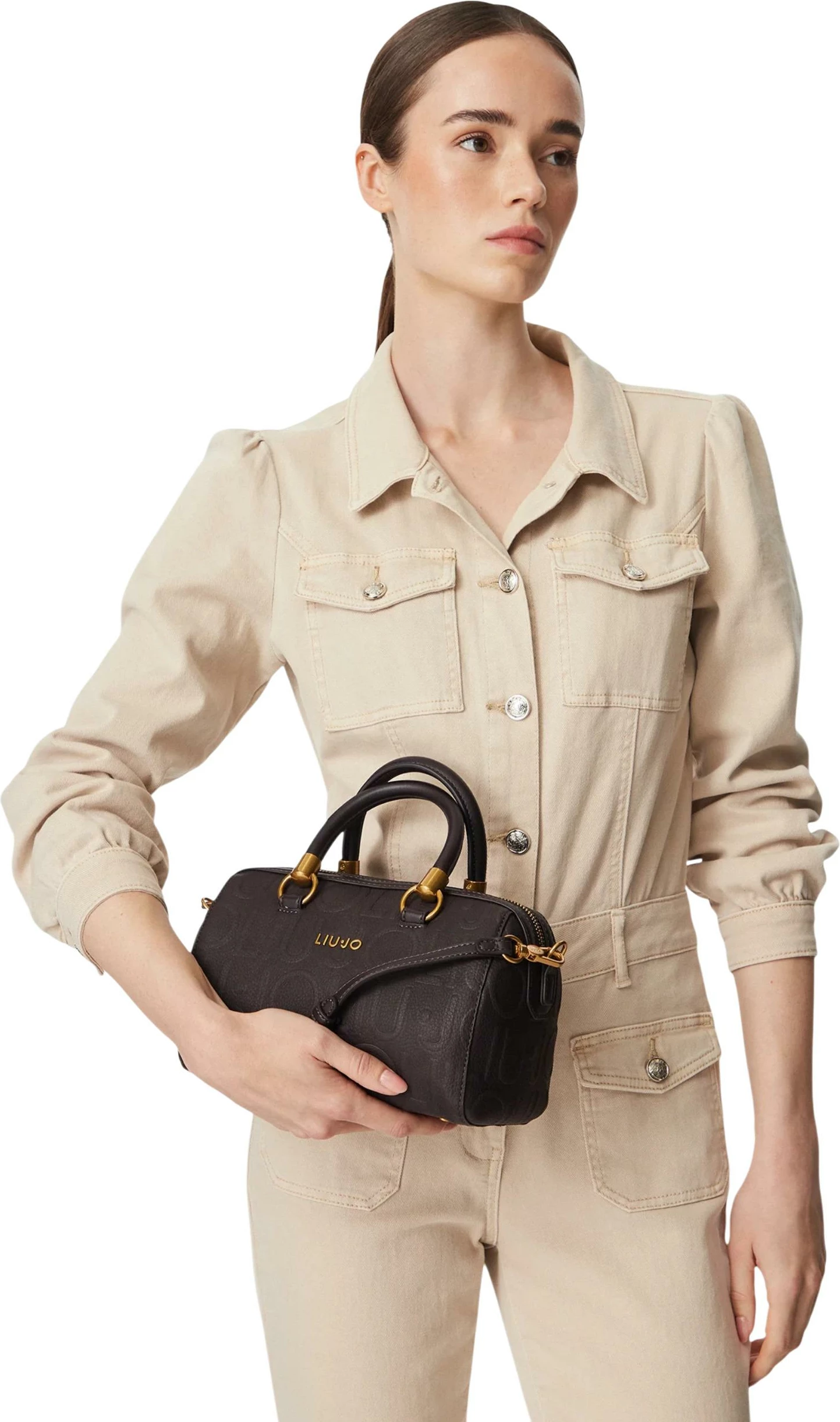 Çantë krahu për femra Liu Jo Boston Bag AF6160 E1139, kafe e errët
