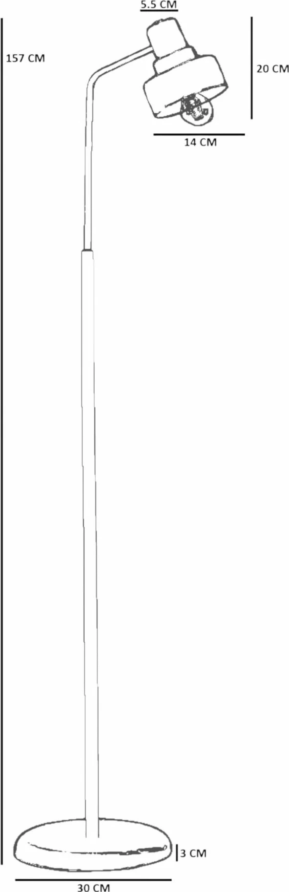 Llambë dyshemeje Opviq, 8950-2, e zezë dhe ari, 157 cm
