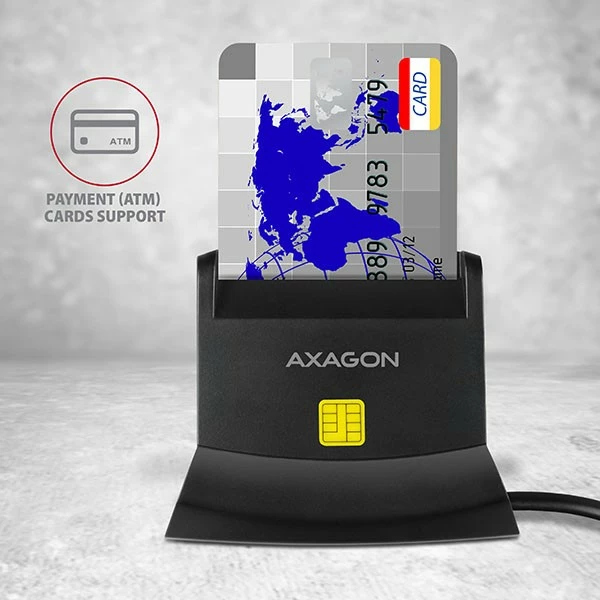 Lexues kartelash AXAGON CRE-SM2, USB 2.0, për ID, SD, microSD, SIM, i zi