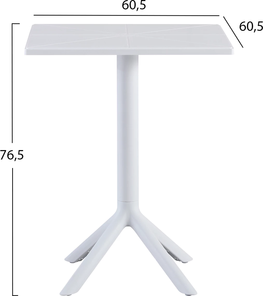 Tavolinë katrore polipropileni TERRIN FH6125.11, e bardhë, 60,5x60,5x76,5H cm