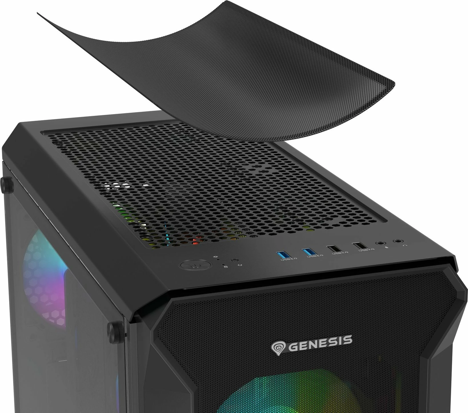 Kasë GENESIS Irid 505 ARGB V2 NPC-1518 Midi Tower ATX/Micro ATX/Mini-ITX, 4x120mm ARGB fan, xham i kalitur, e zezë