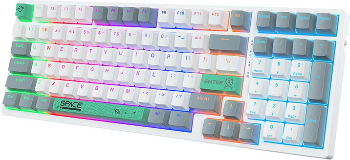 Tastierë mekanike ONIKUMA G38, 98 taste, me kabllo, e bardhë, me ndriçim RGB