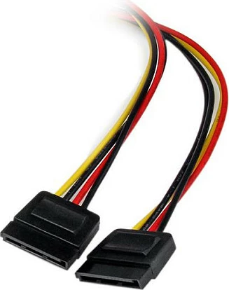 Kabllo rryme StarTech LP4 (Molex 4-pin) në 2x SATA 15-pin, 30cm, e kuqe/zezë/verdhe
