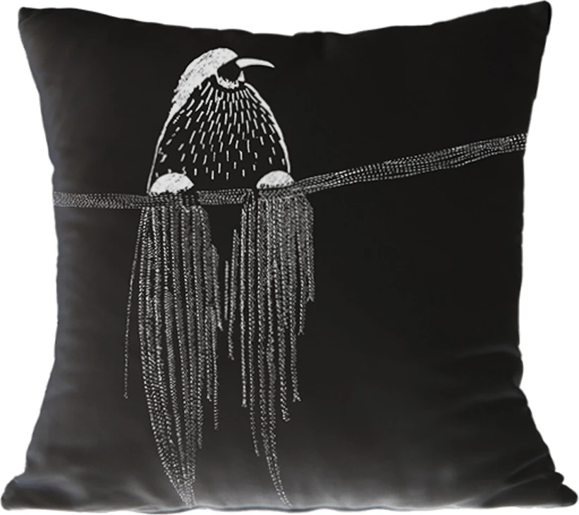 Jastëk dekorativ ALI, kadife, zi-bardhë, 45x45cm