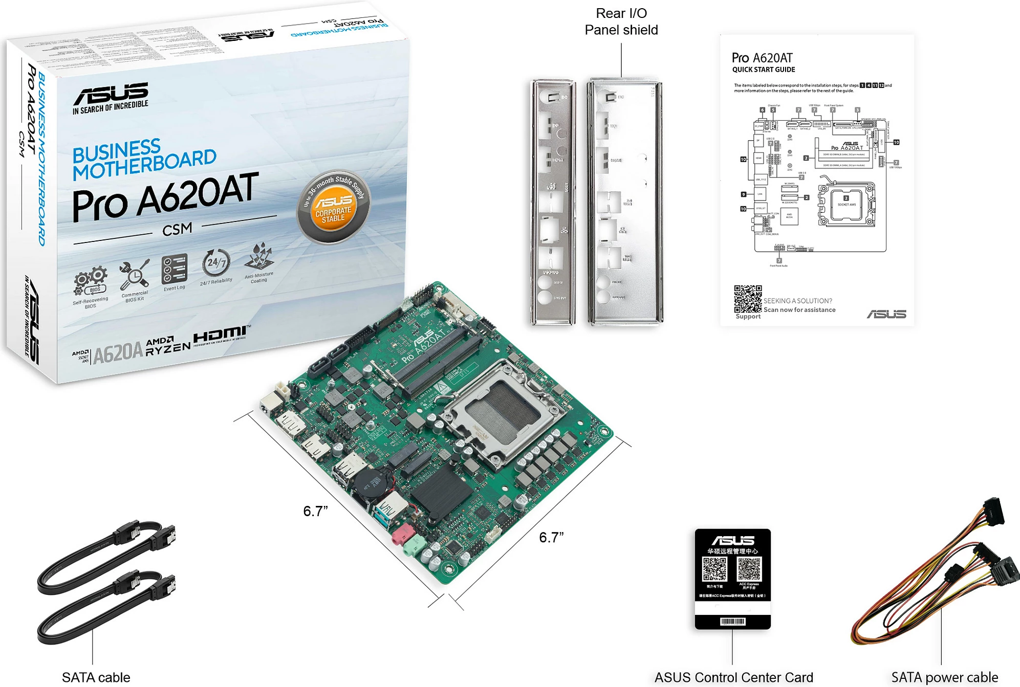 Pllakë amë ASUS Pro A620AT-CSM, Socket AM5, DDR5 deri 128GB