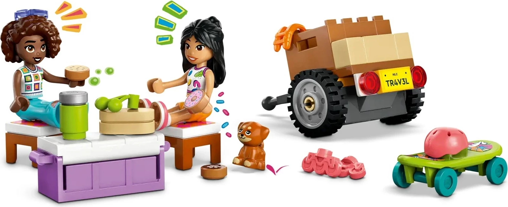 Set LEGO Friends Friendship Road-Trip Travel Car 42659, 220 pjesë, me 2 minifigura, për fëmijë 6+
