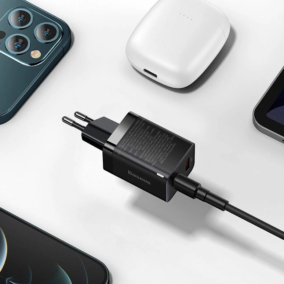 Karikues rrjeti Baseus Super Si Pro CCSUPP-E02 30W PD/QC, 1x USB-A + 1x USB-C, 3A, i bardhë