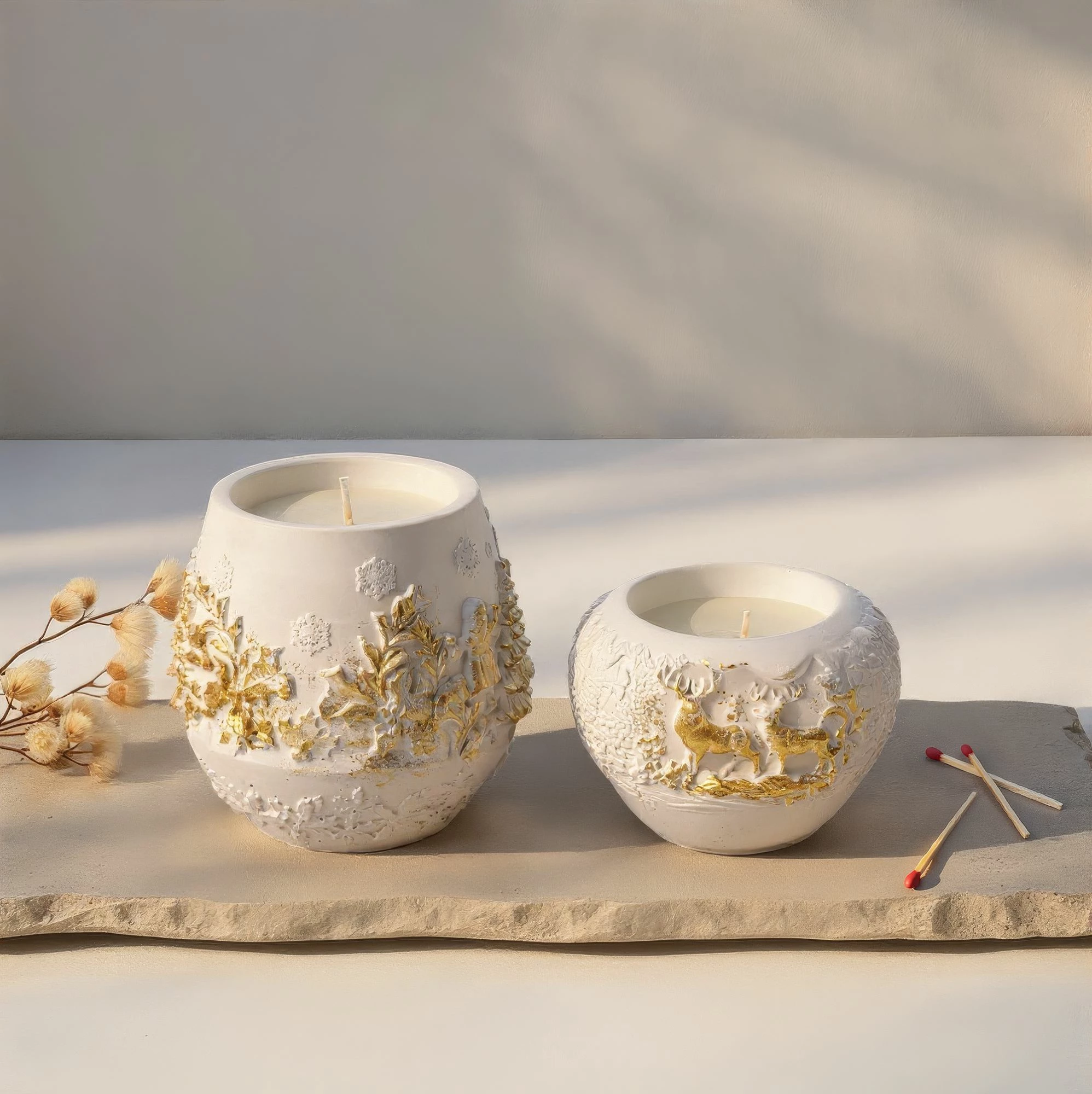 Set qirinjsh (2 copë), Evila Originals, dekor festiv, ngjyrë e bardhë