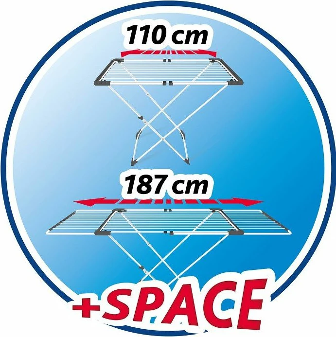 Tharëse rrobash Vileda Surprise 157235, e zgjerueshme 110-187 cm, 20 m tela, 20 kg, e bardhë