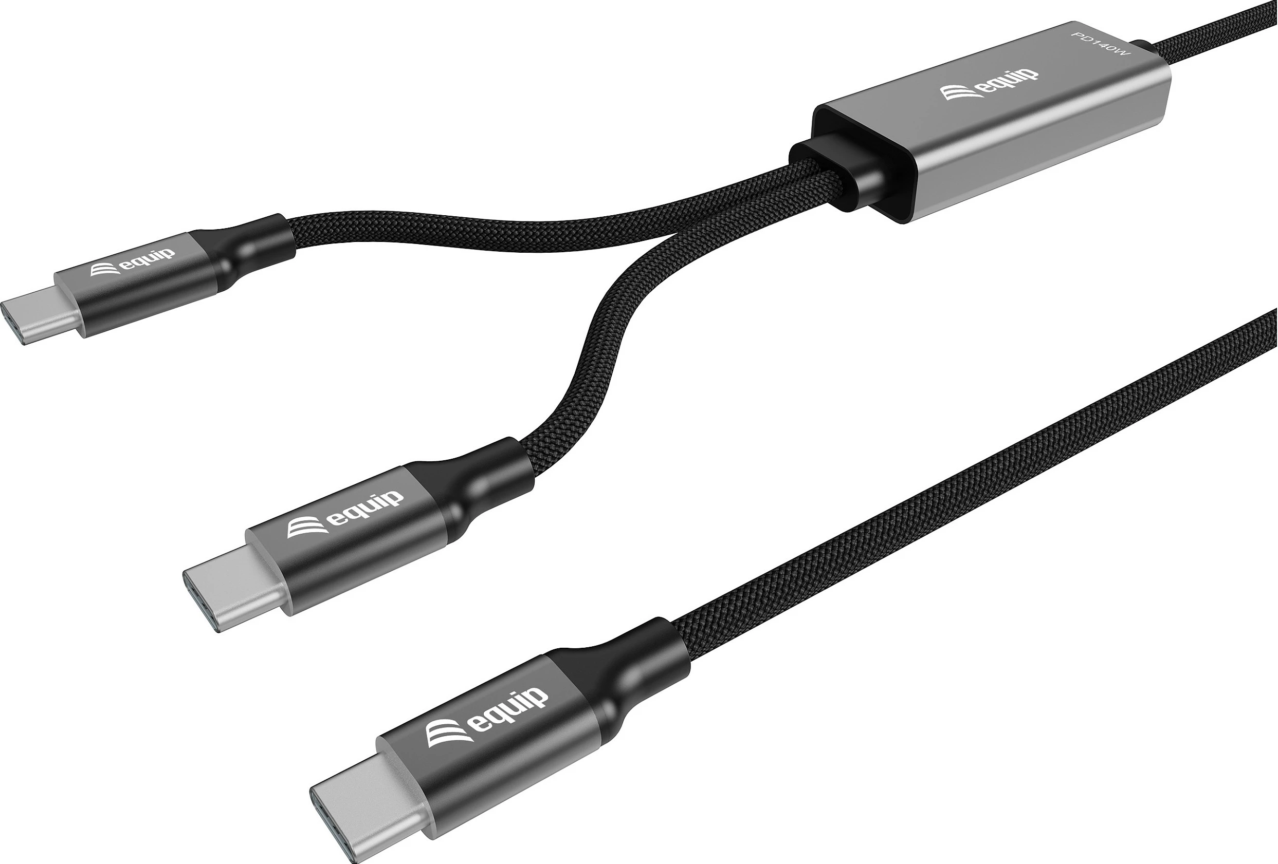 Kabllo USB-C në 2x USB-C (Y) Equip 128895, 1.5 m, PD 140W, USB 2.0, e zezë