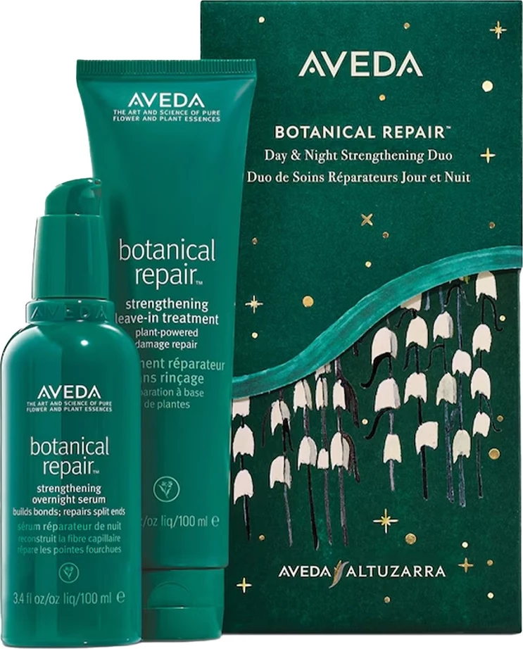 Set për flokë Aveda Botanical Repair Night Strengthening Hair Serum + Leave-In Hair Treatment për femra 2x100ml