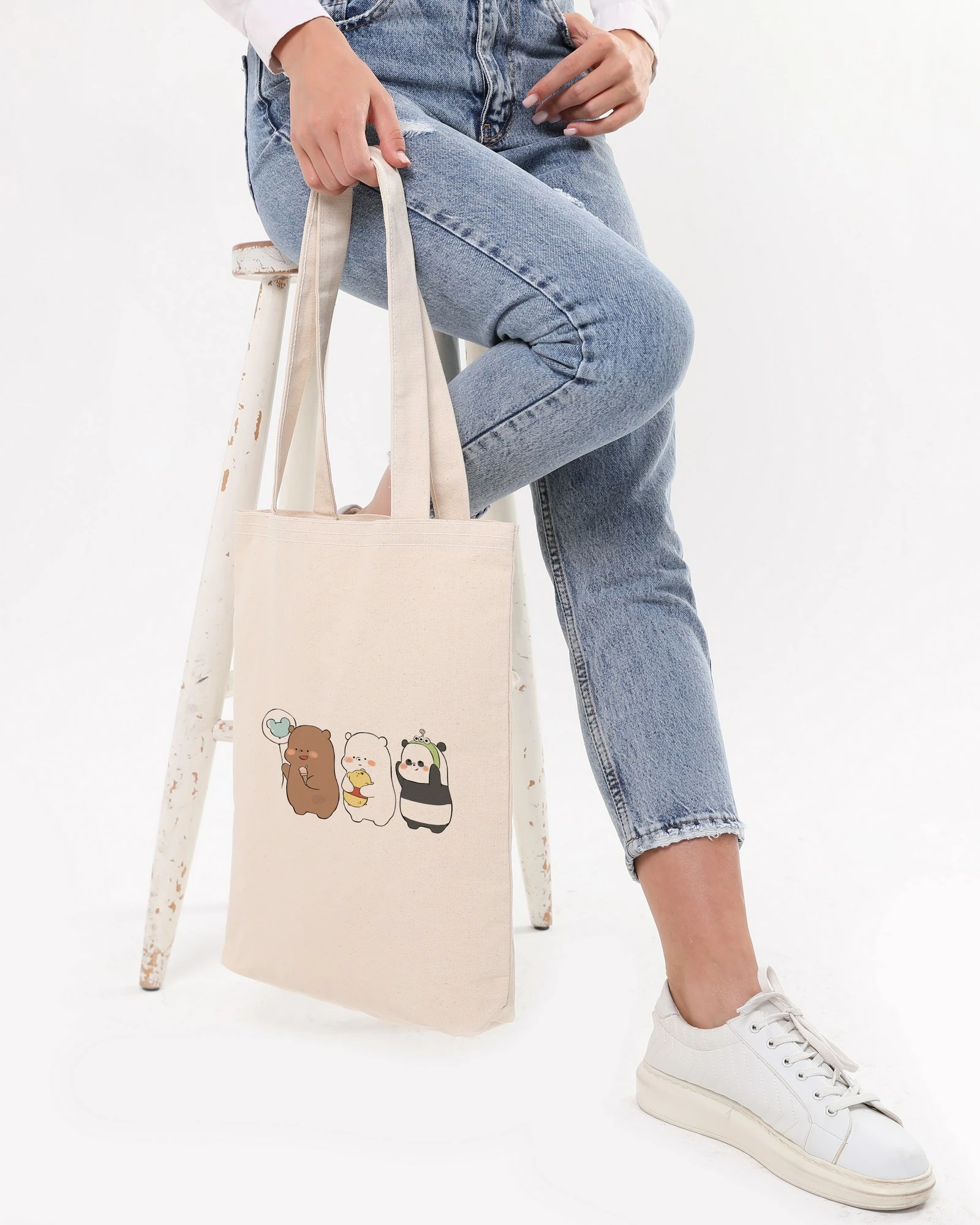 Torbë tote Zoozie Bags, krem, 35x40x8cm