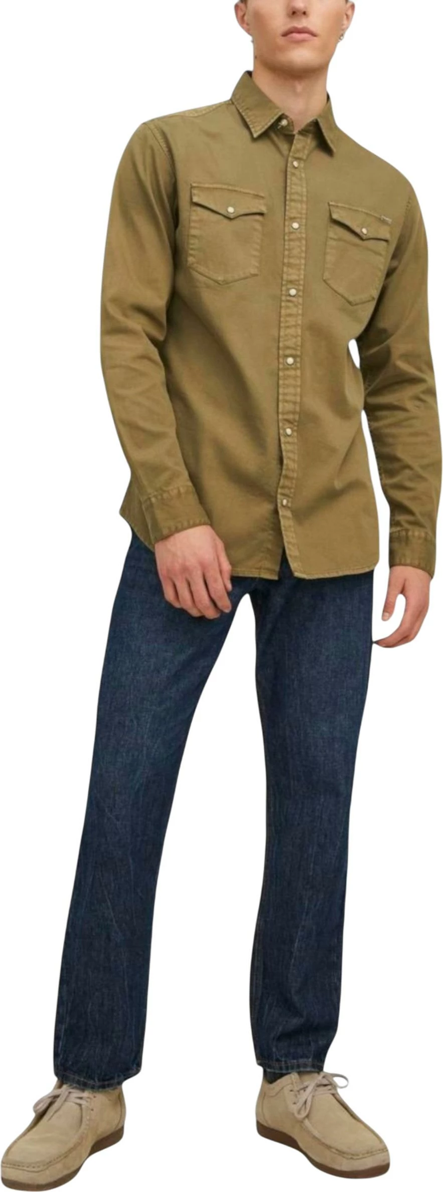 Këmishë për meshkuj Jack Jones JJESHERIDAN L/S NOOS, e gjelbër e errët [Madhësia: XS]