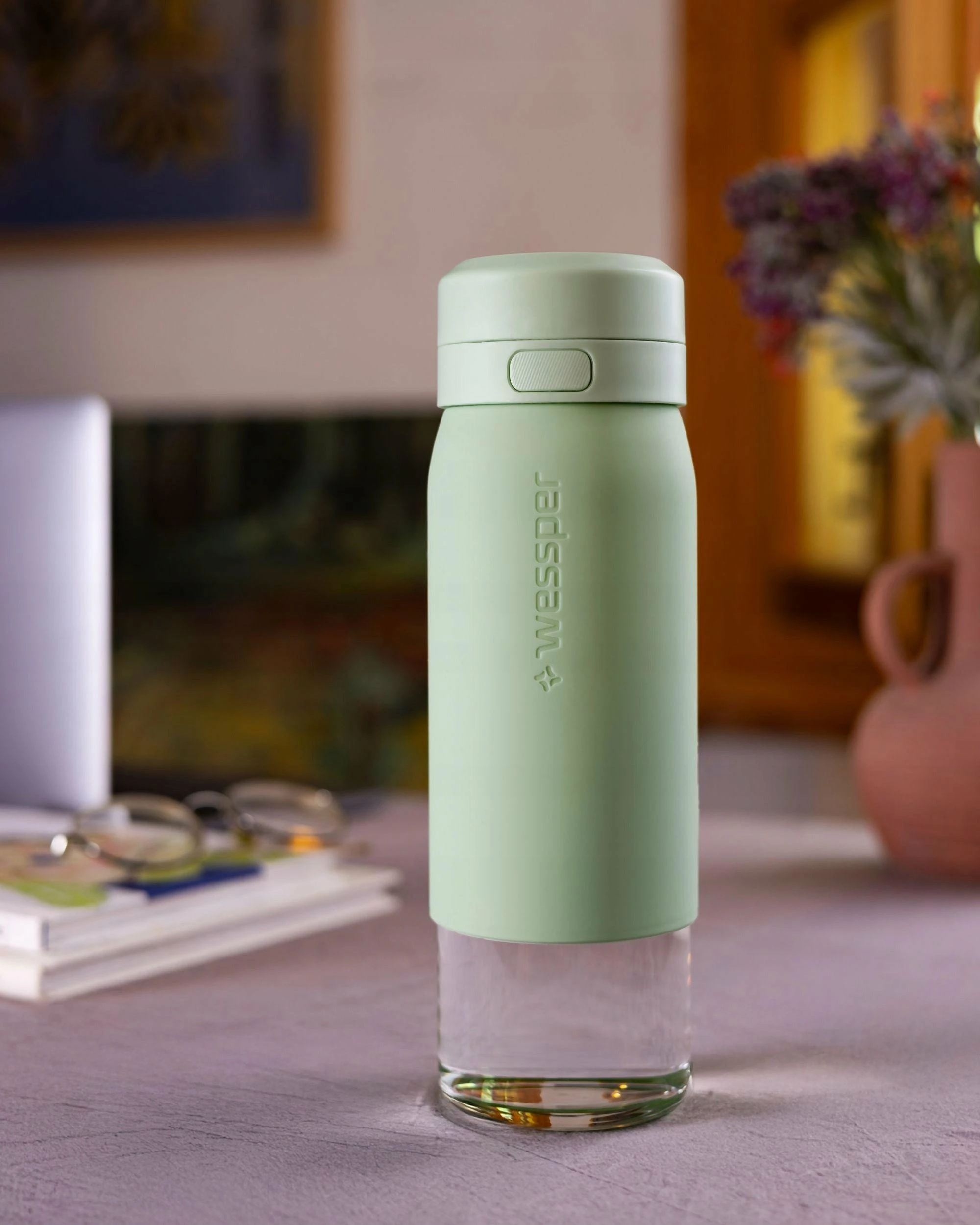 Shishe filtruese uji Wessper B2 Glass Actitex 700ml, me 1 filtër, mint jeshile