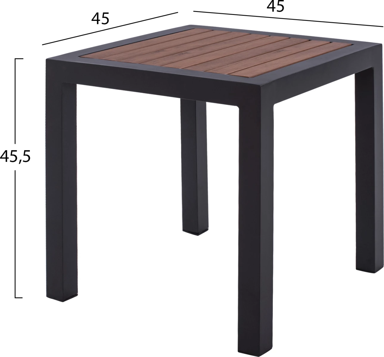 Tavolinë alumini FH5403.02 gri me sipërfaqe Polywood 45Χ45Χ45,5