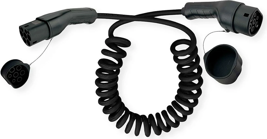 Kabllo karikimi EV ROLINE Spiral Type 2–Type 2, 7.5 m, 16A, 11 kW, 3-fazore, e zezë