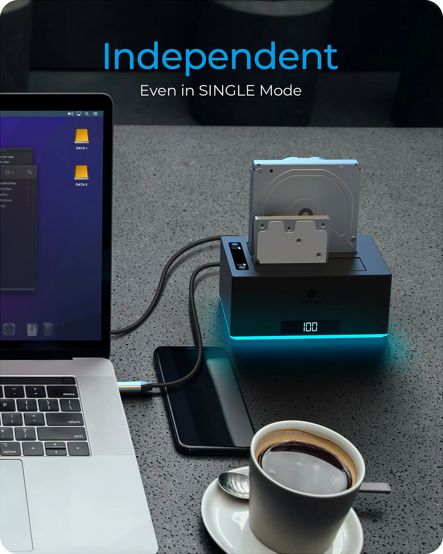 Stacion klonimi ICY BOX IB-127CL-U3, HDD, Serial ATA, 18 TB, USB 3.2, E zezë