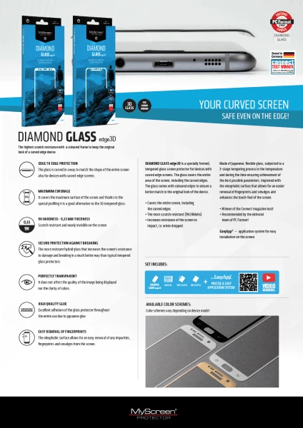 Xham mbrojtës ekrani MyScreen Protector Shield Glass Diamond Glass Edge 3D për Huawei P40 Pro, 9H, 0.33mm, me EasyApp KIT, i zi