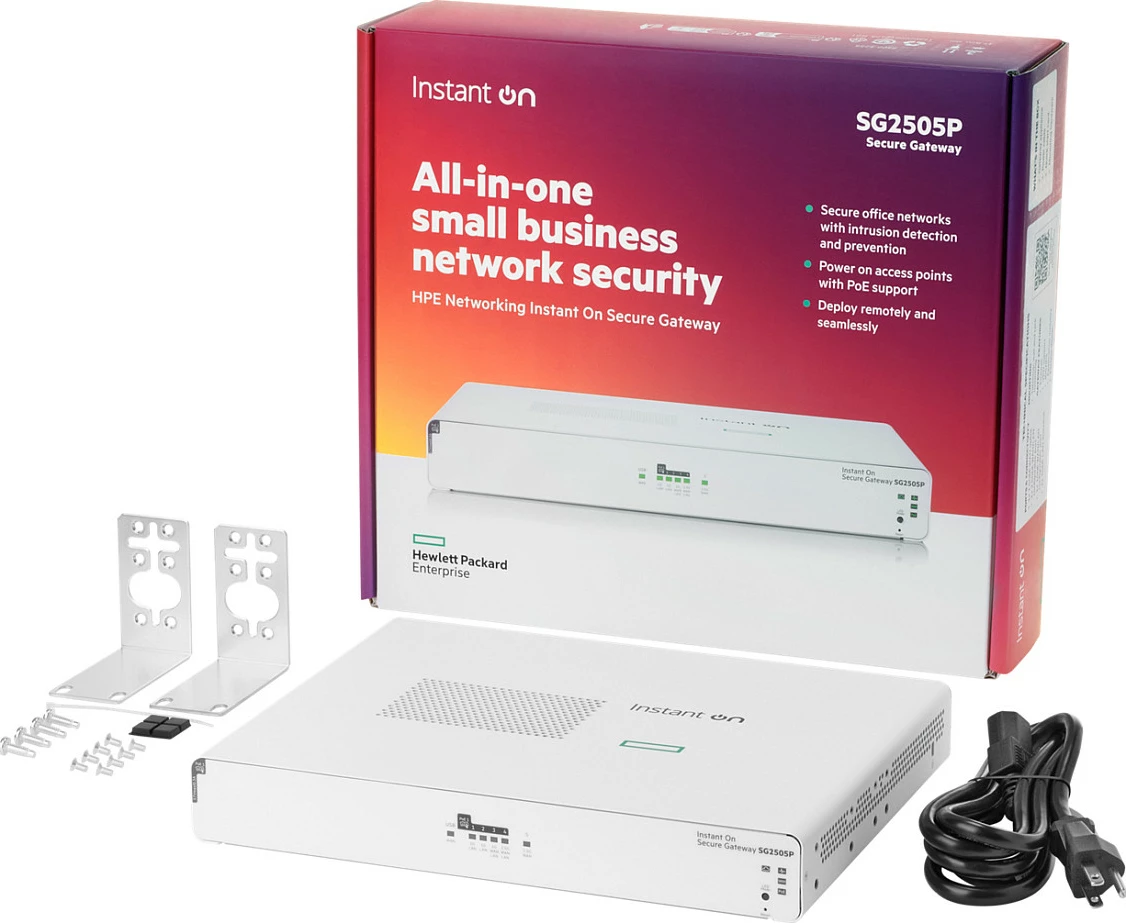 Gateway sigurie HPE Instant On SG2505P, 5 porta 2.5G PoE+ 64W, 1U, i bardhë
