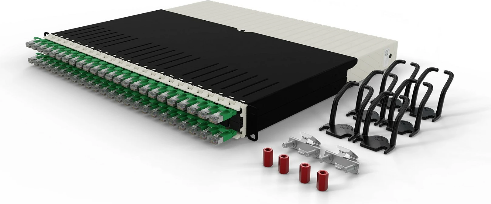 Sistem menaxhimi kabllash PATCHBOX patchbox.one 8RU, 24x kabllo LAN Cat6a STP 0.8m, i gjelbër
