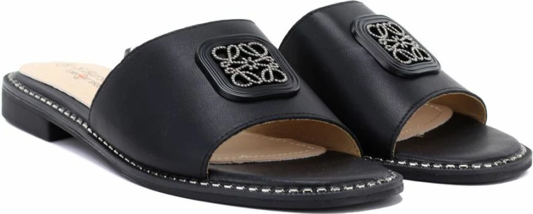 Pantofla lëkure për femra S.Barski KV61-6019, të zeza