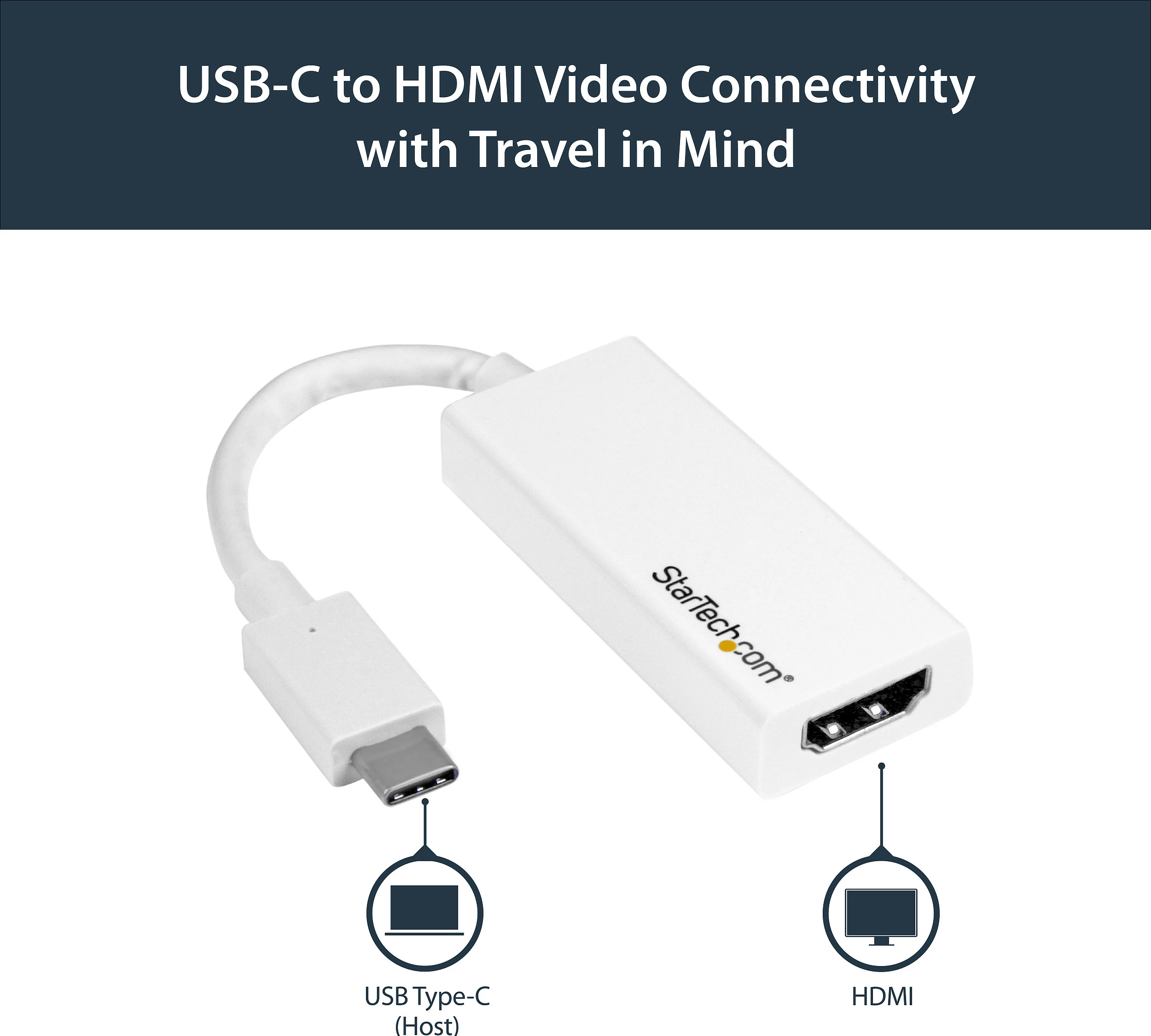 Adapter USB-C në HDMI StarTech CDP2HD4K60W, 4K 60Hz, i bardhë