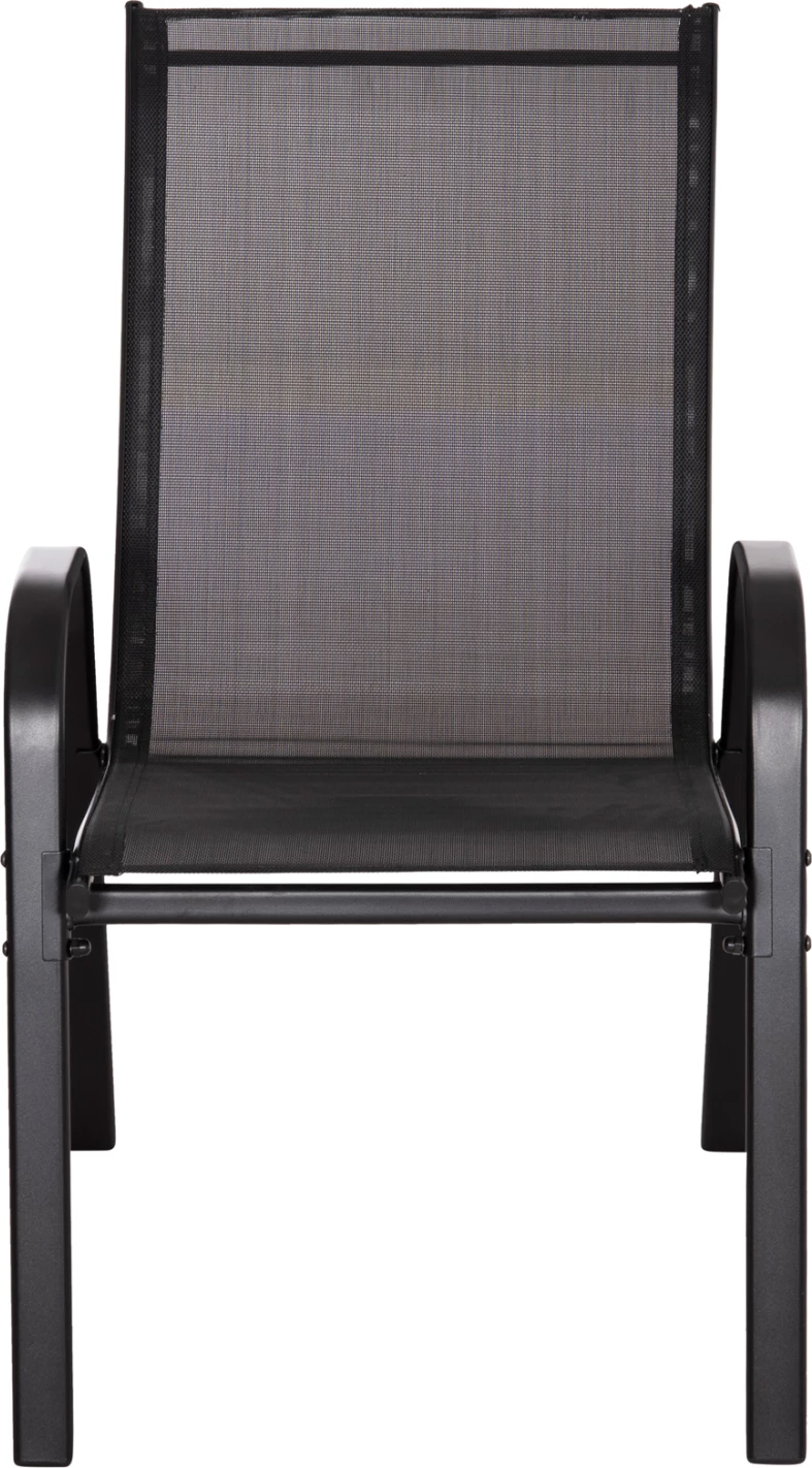 Karrige për jashtë LEON FH5000.43, kornizë metalike e zezë & textilene, set prej 4 copash, 55x70x91Hcm