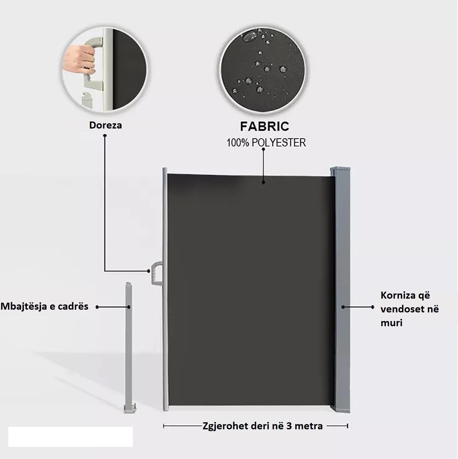 Çadër anësore, 180 x 300 cm